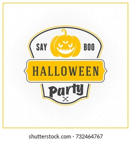 Happy Halloween Badge, sticker, label. Design element for greeting card or party flyer. Vector illustration