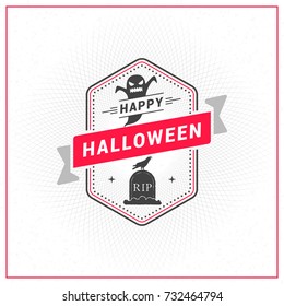 Happy Halloween Badge, sticker, label. Design element for greeting card or party flyer. Vector illustration