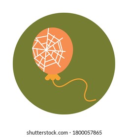 happy halloween, balloon cobweb decoration trick or treat party celebration flat and block icon vector illustration