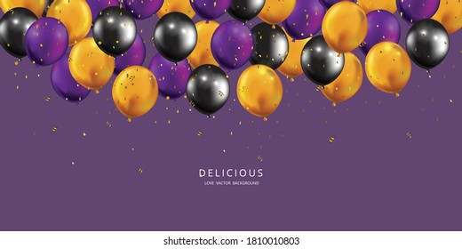 happy halloween balloon deco vector background 