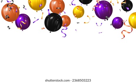 Happy Halloween with balloons elements background or banner vector illustration
