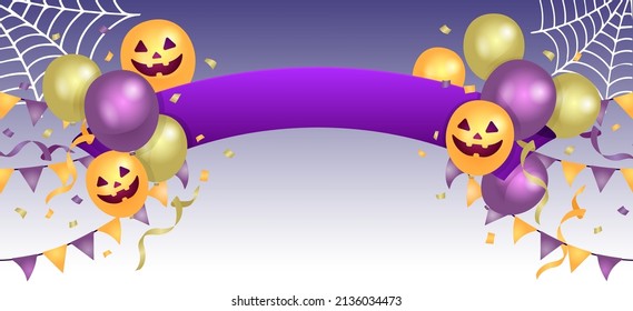 Happy Halloween | Balloons and ribbon banner vector illustration ( no text )