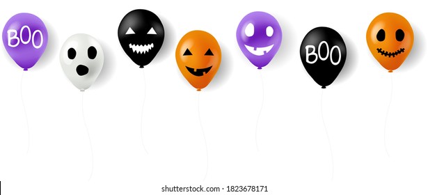 Happy Halloween Balloons With White Background With Gradient Mesh, Vector Illustration