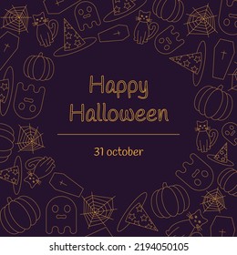 Happy Halloween banne on purple background. 