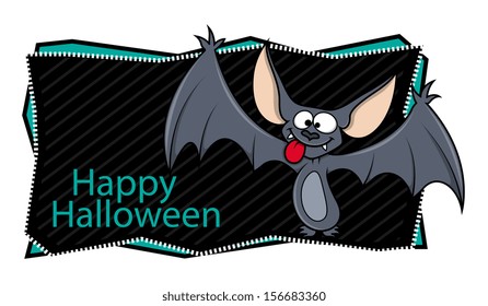 happy Halloween banner along with cartoon bat