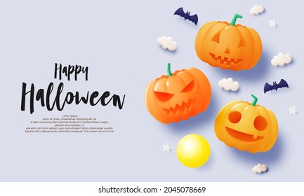 Happy Halloween banner art background with pumpkin vector illustration