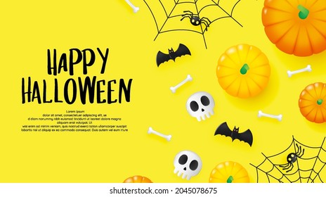 Happy Halloween banner art background with pumpkin vector illustration