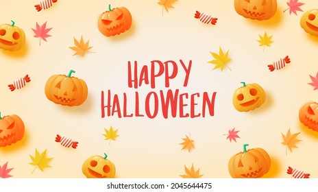 Happy Halloween banner art background with pumpkin vector illustration