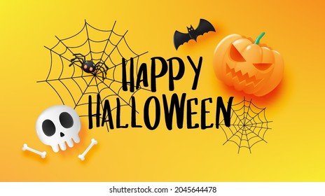 Happy Halloween banner art background with pumpkin vector illustration