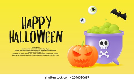 Happy Halloween banner art background with pumpkin vector illustration