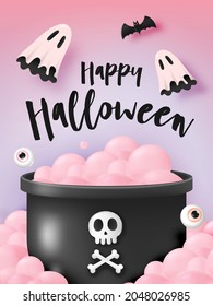 Happy Halloween banner art background with pumpkin vector illustration