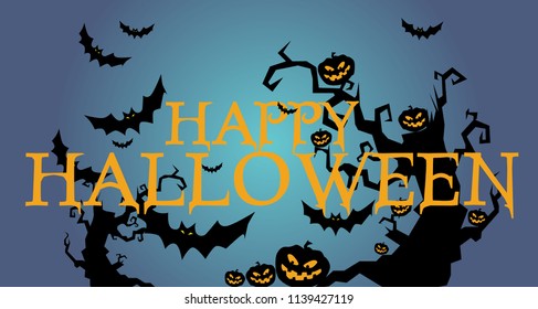 happy halloween banner or background for halloween party or event. beautiful greeting card, background, banner, poster or flyer vector