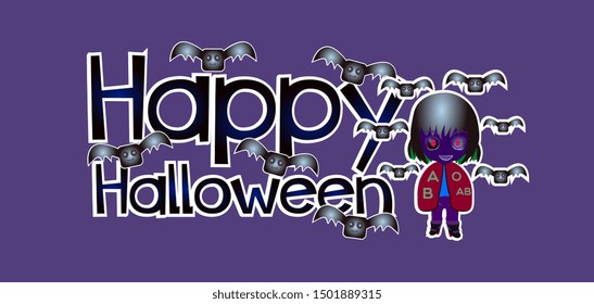 happy halloween banner or background for halloween party or event with cute monster or character. beautiful greeting card, background, banner, poster or flyer vector