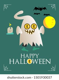 happy halloween banner or background for halloween party or event with cute monster or character. beautiful greeting card, background, banner, poster or flyer vector