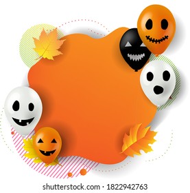 Happy Halloween Banner With Balloons White Background With Gradient Mesh, Vector Illustration