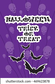 Happy Halloween Banner Bat Vampire Party Invitation Card Flat Vector Illustration