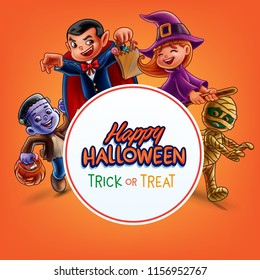 happy halloween banner cartoon 
