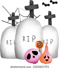 happy halloween , Happy Halloween banner, cartoon character watercolour hand painted vector Illustration