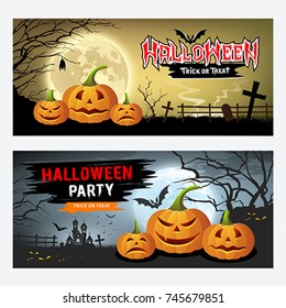 Happy Halloween banner collections design background, Vector illustrations