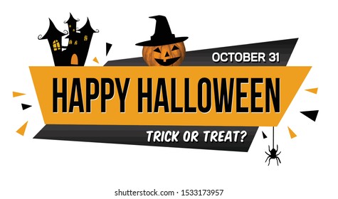 Happy Halloween banner design on white background, vector illustration