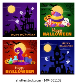Happy Halloween banner design template. Vector illustration