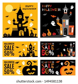 Happy Halloween banner design template. Vector illustration
