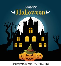 Happy Halloween banner design template.