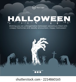 Happy Halloween banner design template.