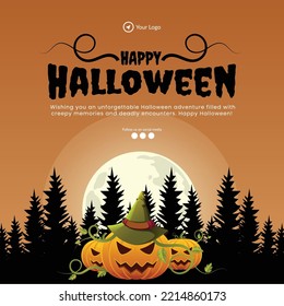 Happy Halloween banner design template.