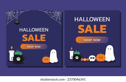 Happy halloween banner and elements vector illustration.