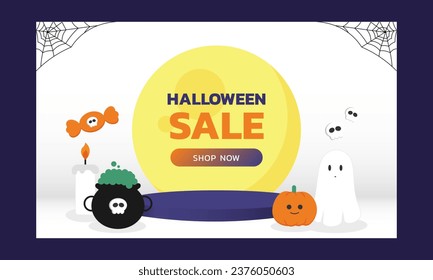 Happy halloween banner and elements vector illustration.