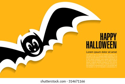 Happy Halloween banner. Flying bat