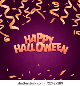 Happy halloween banner. Gold serpentine on violet background