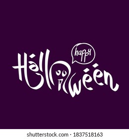  Happy Halloween banner. Handwritten lettering, calligraphy vector illustration. 