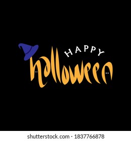  Happy Halloween banner. Handwritten lettering, calligraphy vector illustration. 