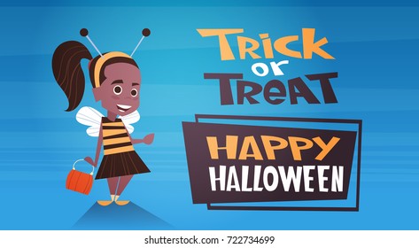 Happy Halloween Banner Holiday Decoration Horror Party Greeting Card Cute Cartoon Bee Trick Or Treat Flat Vector Illustration