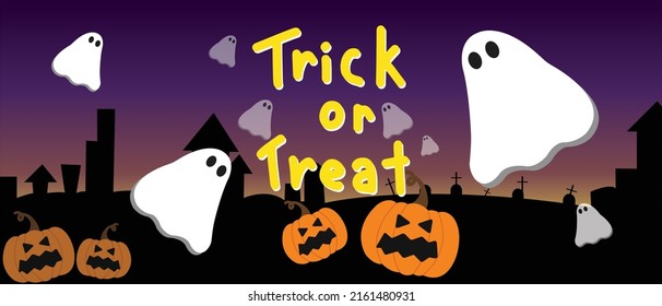 Happy Halloween Banner.The inscription Trick or Treat.