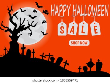 happy Halloween banner for invitations or sales, web pages