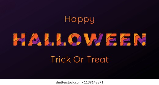 happy halloween banner layout design. vector illustration with typography filled with abstract paper cut layers