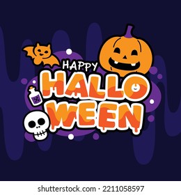 Happy Halloween banner. Halloween logo with cute ornaments for poster, greeting card, banner or etc.