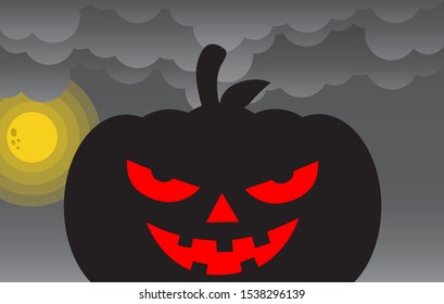 Happy Halloween banner or party invitation background Vector illustration. Scary banners with night clouds, abstract liquid, moonlight, flying bats, and etc. Modern Flat Style. Use for invitation, ads