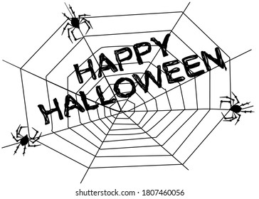 Happy Halloween banner or party invitation background with spiders web .Place for text.