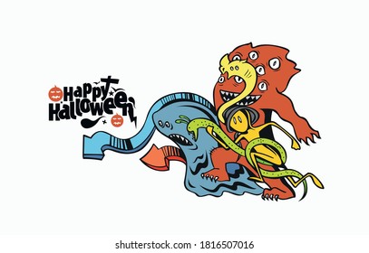 Happy Halloween banner or party invitation background, Vector illustration