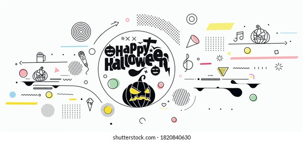 Happy Halloween banner or party invitation background, Vector illustration