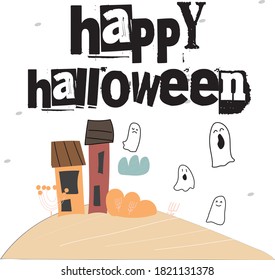 Happy Halloween banner or party invitation background with night clouds and pumpkins in paper cut style. Vector illustration. Full moon in the sky, spiders web and flying bats. Place for text