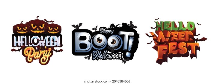 Happy Halloween banner or party invitation background with clouds,bats and pumpkins tomb on full moon night. illustrator Vector Eps 