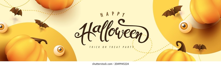 Happy Halloween banner or party invitation background with pumpkins Festive Elements Halloween
