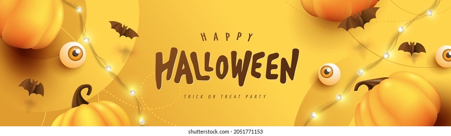 Happy Halloween banner or party invitation background with pumpkins Festive Elements Halloween
