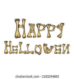 Happy Halloween banner or party invitation background made of bones. Vector illustration. Place for text, blank for designers, lettering