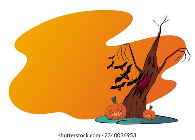 Happy Halloween banner or party invitation background. hand drawn style. Cute background design for Halloween. Space for text. Vector illustration.